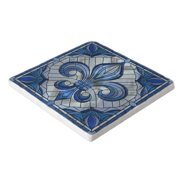 Fleur-de-lis - Stained glass mosaic art Trivet (Corner)