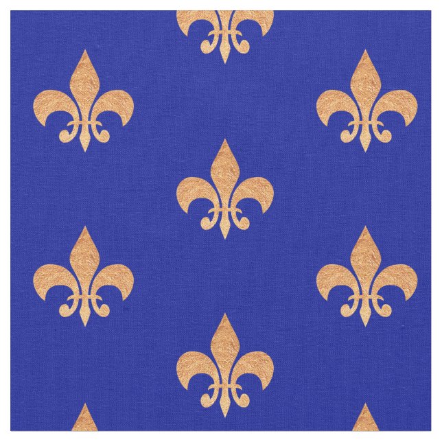 Fleur de lis symbol - heraldic royal lily | Blue Fabric (Close Up)