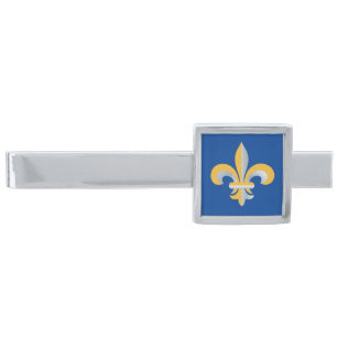 Fleur de Lis symbol Silver Finish Tie Bar
