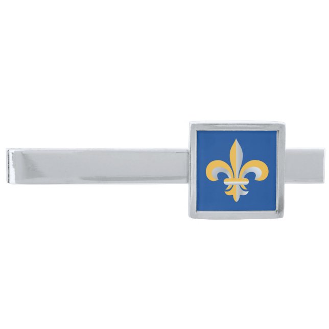 Fleur de Lis symbol Silver Finish Tie Bar (Front)