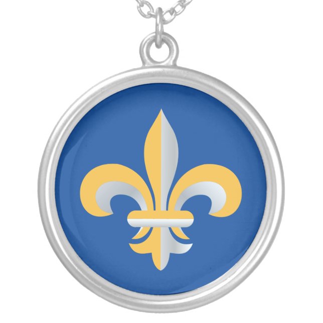 Fleur de Lis symbol Silver Plated Necklace (Front)