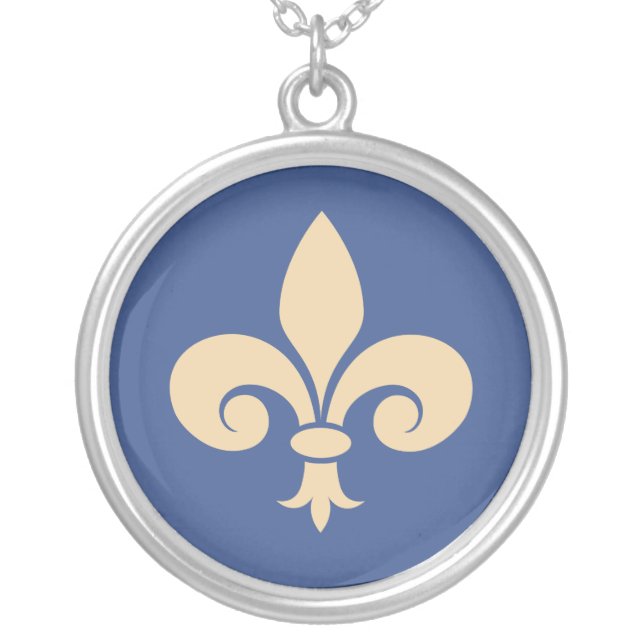 Fleur-de-lis symbol silver plated necklace (Front)