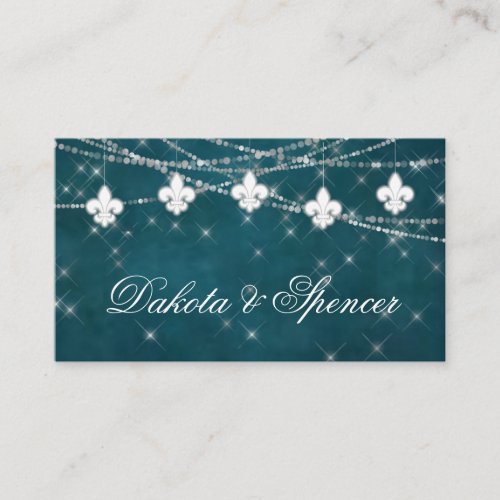 Fleur de Lis Teal Lights  Moody Wedding Website Enclosure Card