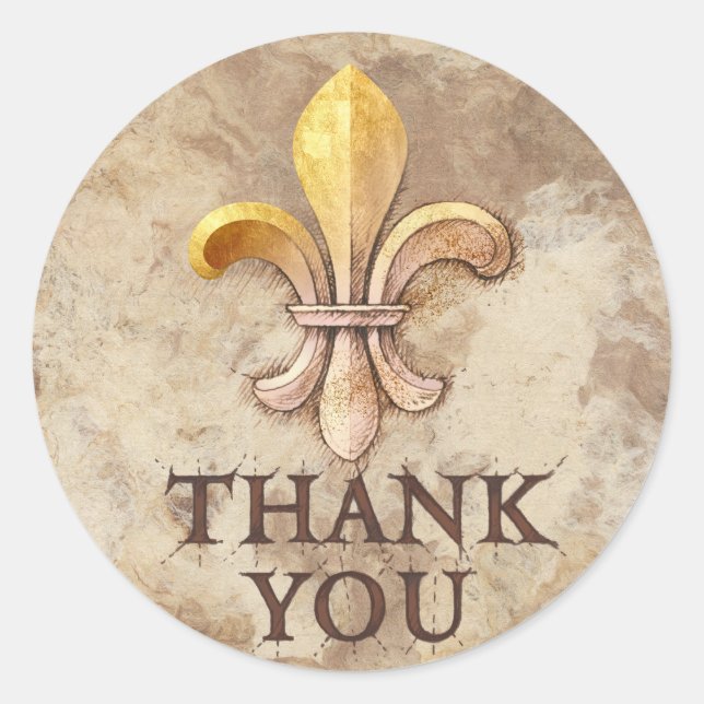 Fleur-de-lis Thank You Classic Round Sticker (Front)
