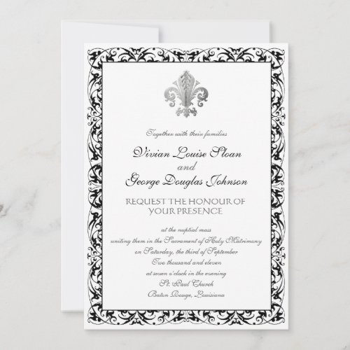 Fleur-de-lis Themed Wedding Personalized Invitation