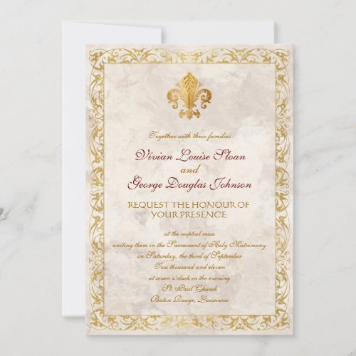 Fleur-de-lis Themed Wedding Custom Invites