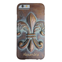 Fleur De Lis, Vintage Aged Copper-Look Printed Barely There iPhone 6 Case