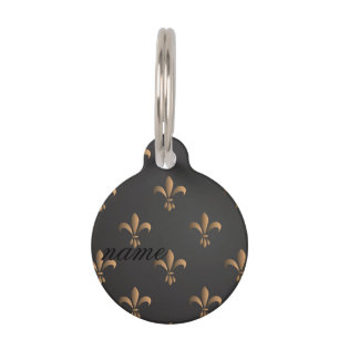 Fleur de lis, vintage,elegant,chic.classy,pattern, pet ID tag