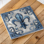 Fleur-De-Lis Vintage Marble and pearl Ceramic Tile<br><div class="desc">Fleur-De-Lis Vintage Marble and pearl</div>