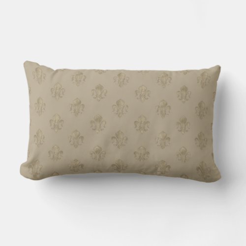 Fleur_de_lis Vintage Pastel Gold pattern Lumbar Pillow