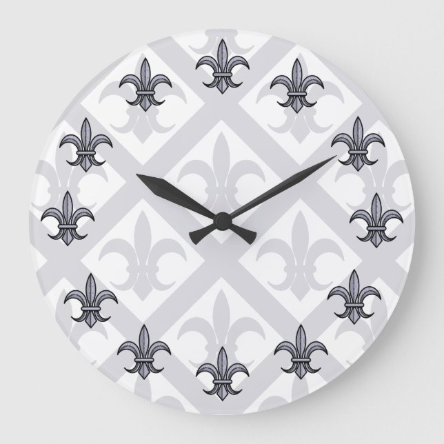Fleur-de-Lis Wall Clock (silver) (Front)
