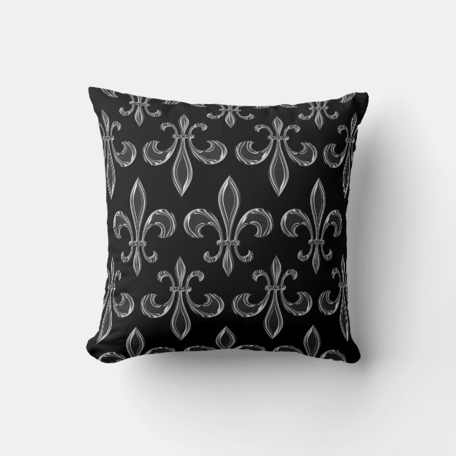 Fleur De Lis Wallpapered Throw Pillow (Front)