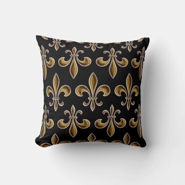 Fleur De Lis Wallpapered Throw Pillow (Front)
