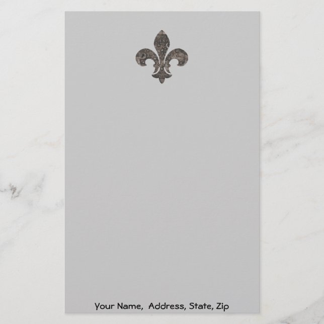 Fleur De Lis Water Meter Lid, Name address customi Stationery (Front)