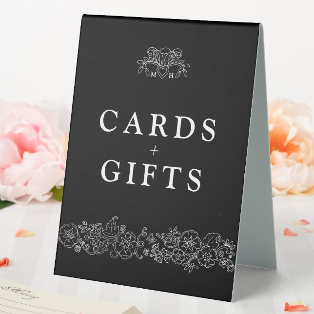 Fleur de lis wedding black white wedding gift sign (In SItu (Wedding))