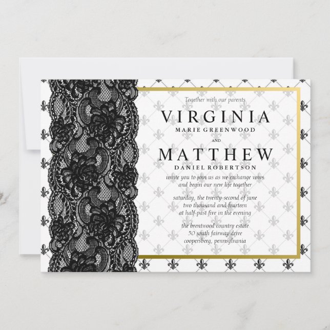 Fleur De Lis Wedding Invitation (Front)