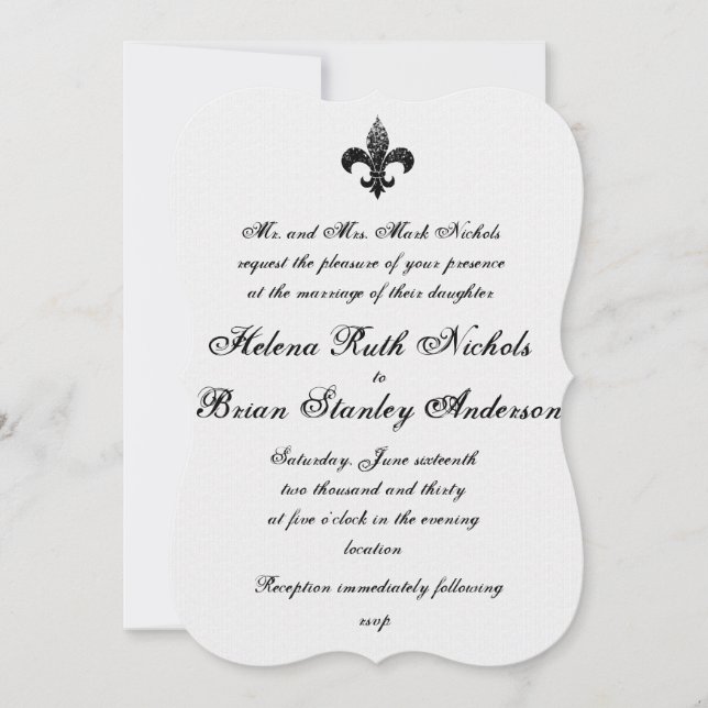Fleur De Lis Wedding Invitations (Front)