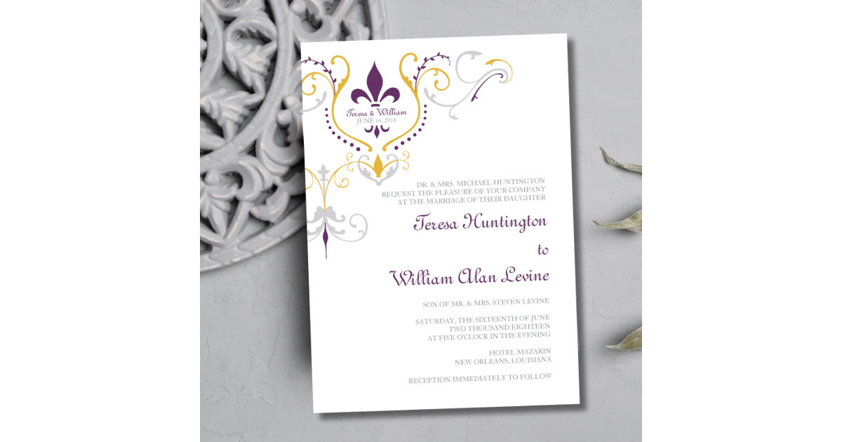 5x7 Metallic Gold Floral & Forest Green Wedding Invitation with