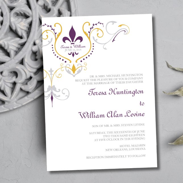 Fleur de Lis Wedding Invitations 5x7 (Creator Uploaded)