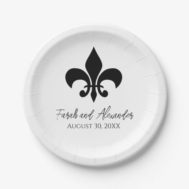Fleur de Lis Wedding Paper Plates (Front)