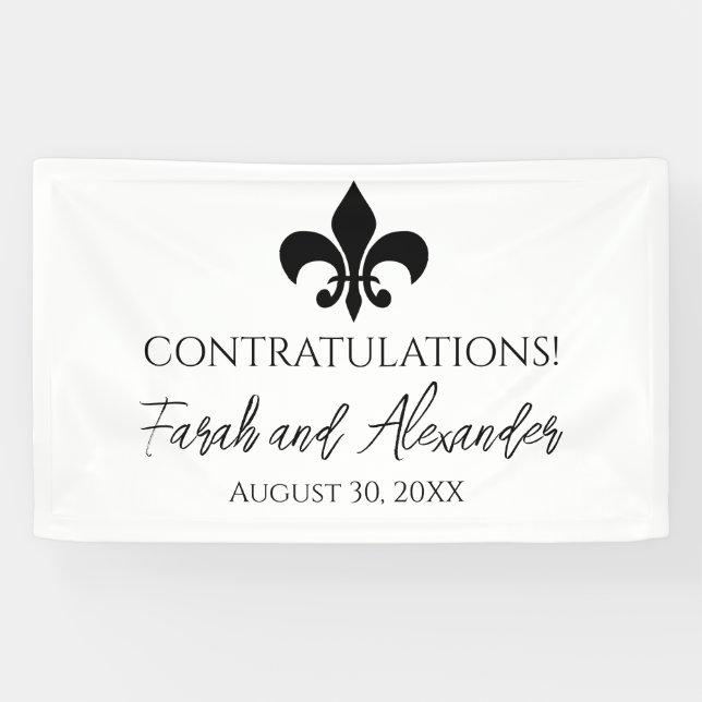 Fleur de Lis Wedding Party Banner Custom (Horizontal)