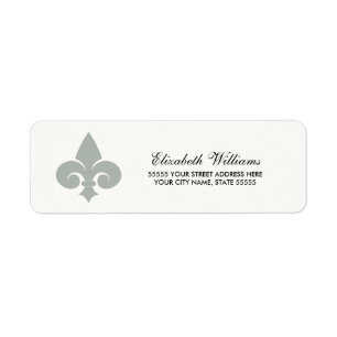 Fleur-de-lis White Grey Return Address Labels