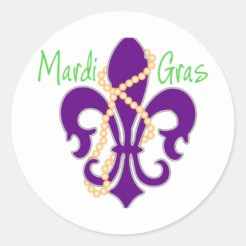 Fleur De Lis with beads Classic Round Sticker