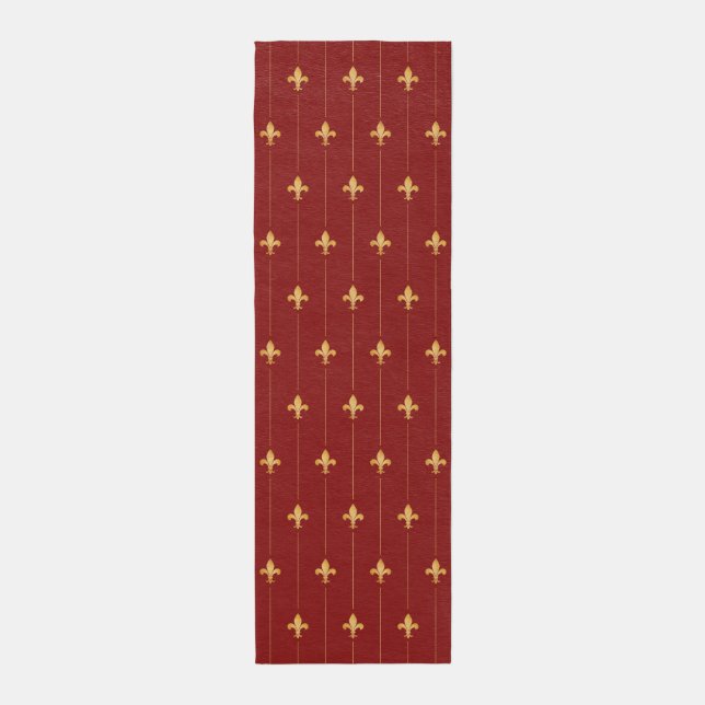 Fleur-de-Lis with Gold Lines Dark Red Runner (Front (Vertical))