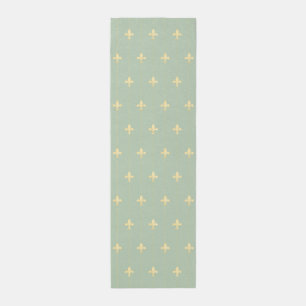 Fleur-de-Lis with Gold Lines Sage Green Runner