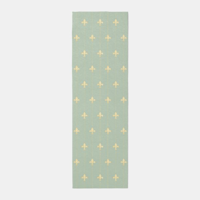 Fleur-de-Lis with Gold Lines Sage Green Runner (Front (Vertical))