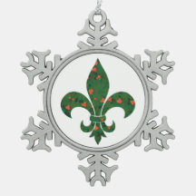 Fleur de Lis with Holly and Berries on