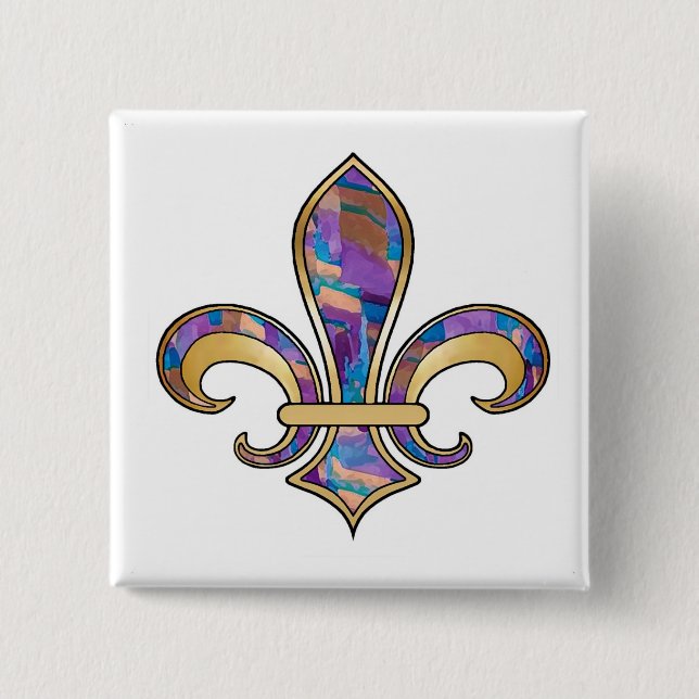 Fleur de Lis with pattern - 11 Pinback Button (Front)