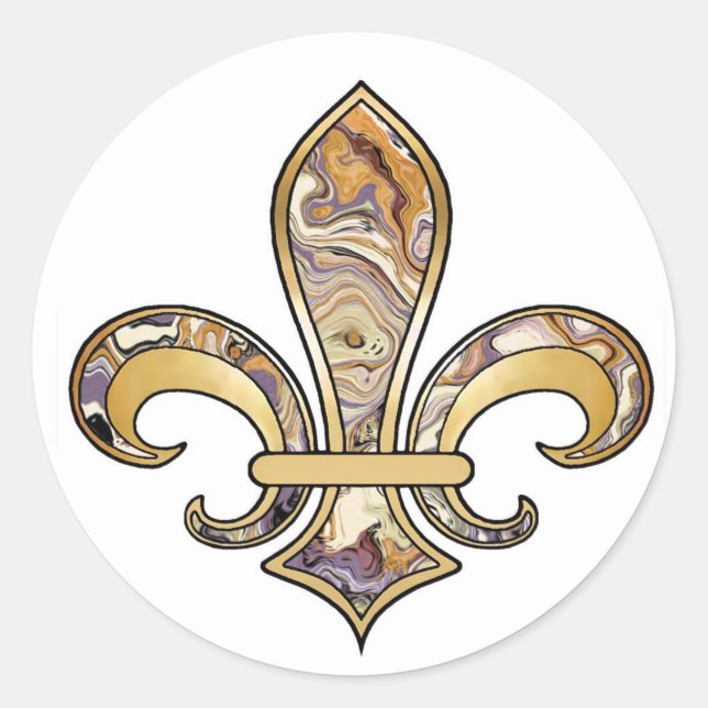 Fleur de Lis with pattern - 12 Classic Round Sticker (Front)