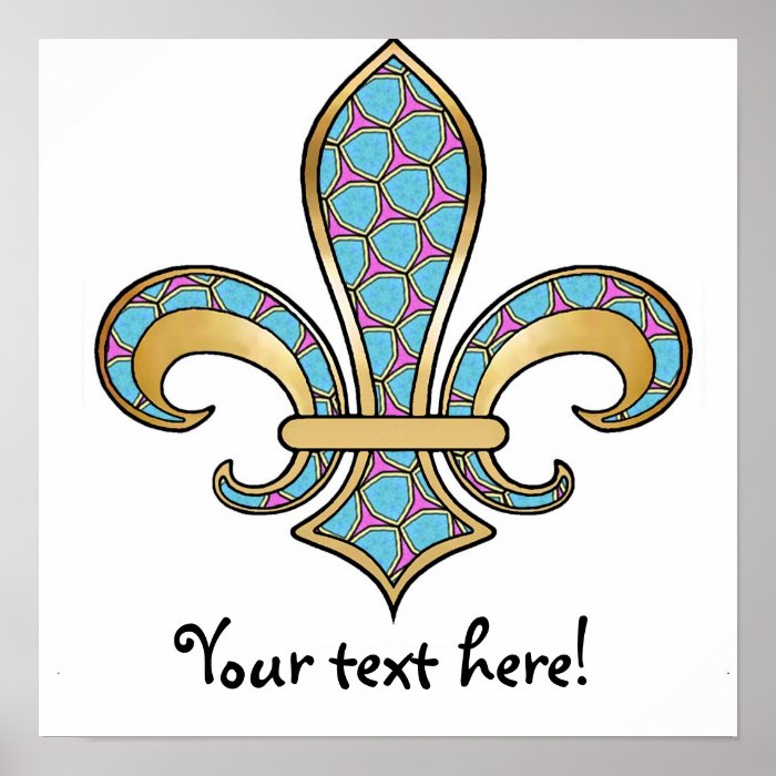 Fleur de Lis with pattern   16 Poster