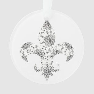 Fleur de Lis with Snowflakes on Acrylic Ornament