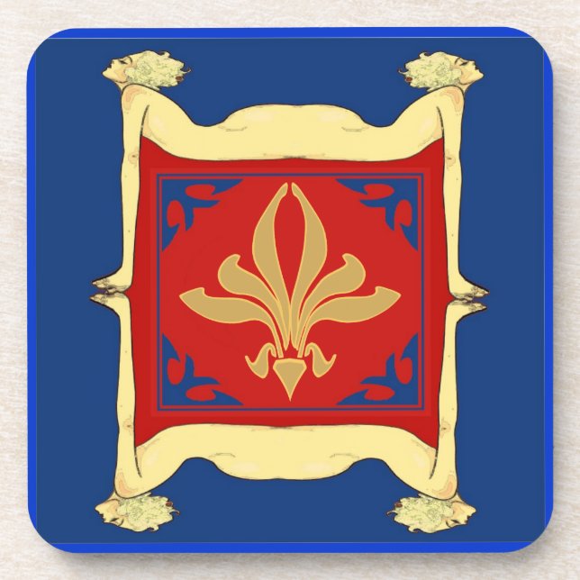 Fleur De Lis, Women Framed Beverage Coaster (Front)