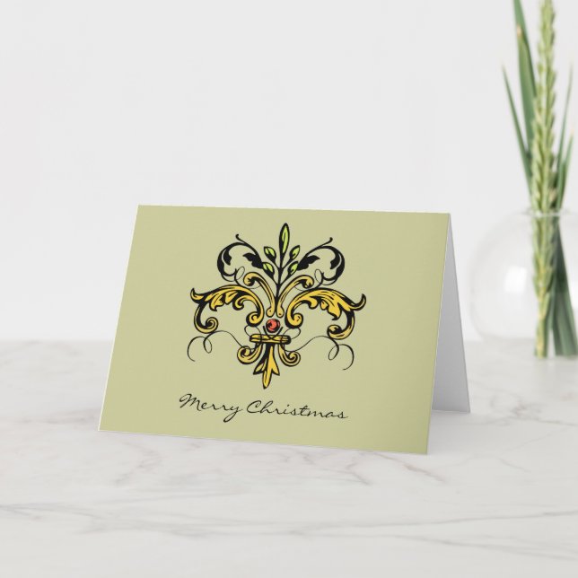 Fleur de lis Xmas Holiday Card (Front)