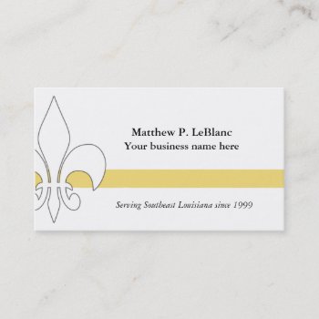 Fleur De Lis Yellow Stripe Business Card by EnchantedBayou at Zazzle