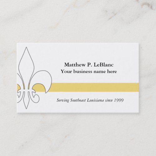Fleur de Lis Yellow Stripe Business Card