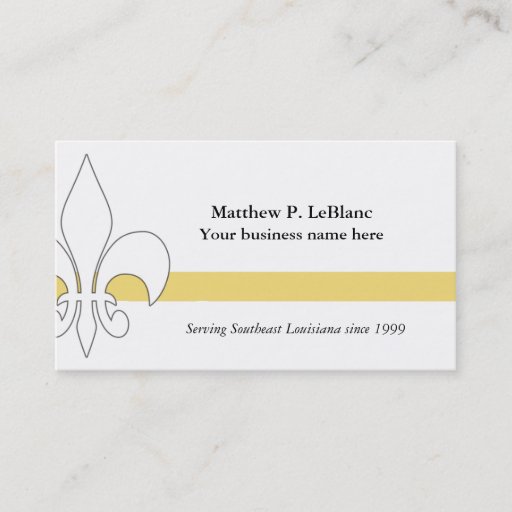 Customizable Fleur de Lis Yellow Stripe Business Card