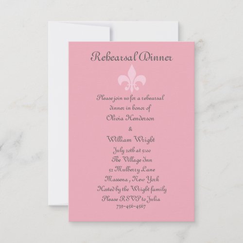 Fleur de Lise Rehearsal Dinner Invite Pretty Pinks