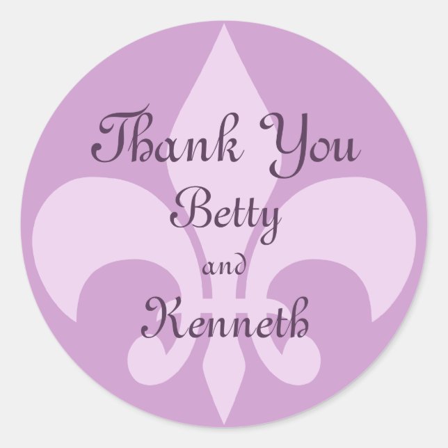 Fleur de Lise Thank You Sticker in Lilacs (Front)