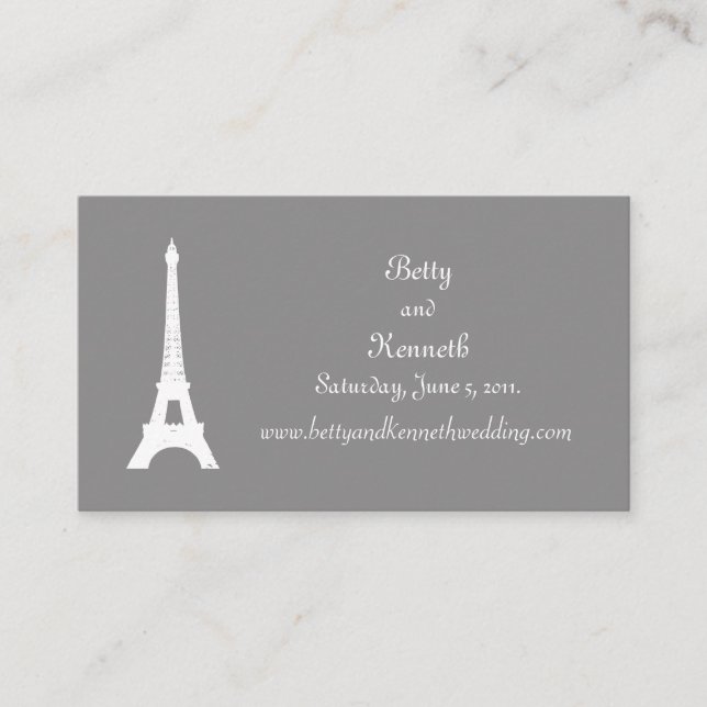 Fleur de Lise Wedding Website Card in Smokey Grays (Front)