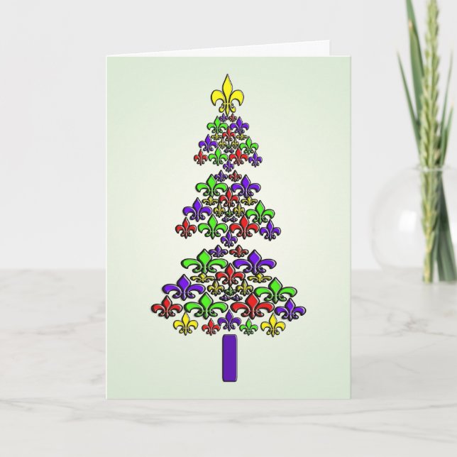 Fleur de Lys Christmas Tree Holiday Card (Front)