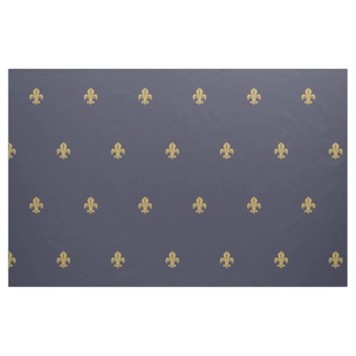 Fleur de lys french lily yellow on navy fabric