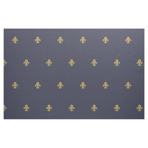 Fleur de lys french lily yellow on navy fabric