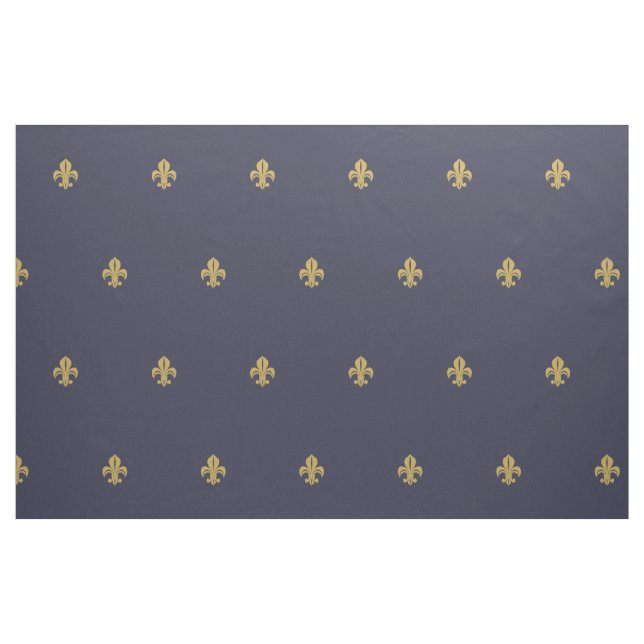 Fleur de lys french lily yellow on navy fabric (Fat Quarter)