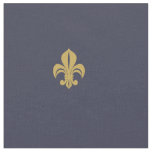 Fleur de lys french lily yellow on navy fabric