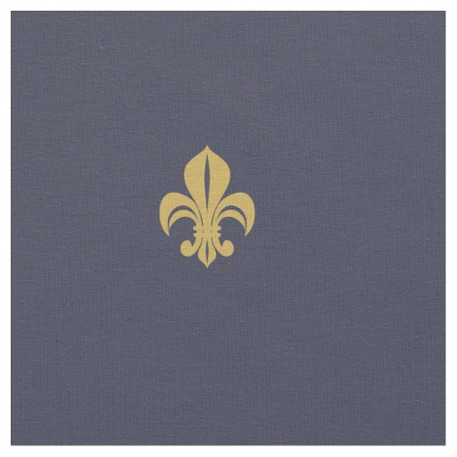 Fleur de lys french lily yellow on navy fabric