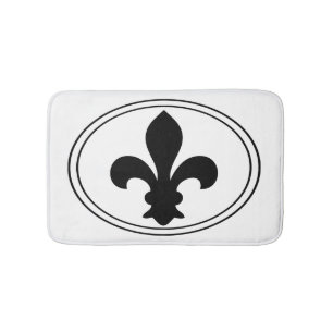 Fleur de Lys French Symbol Black Oval Custom color Bathroom Mat